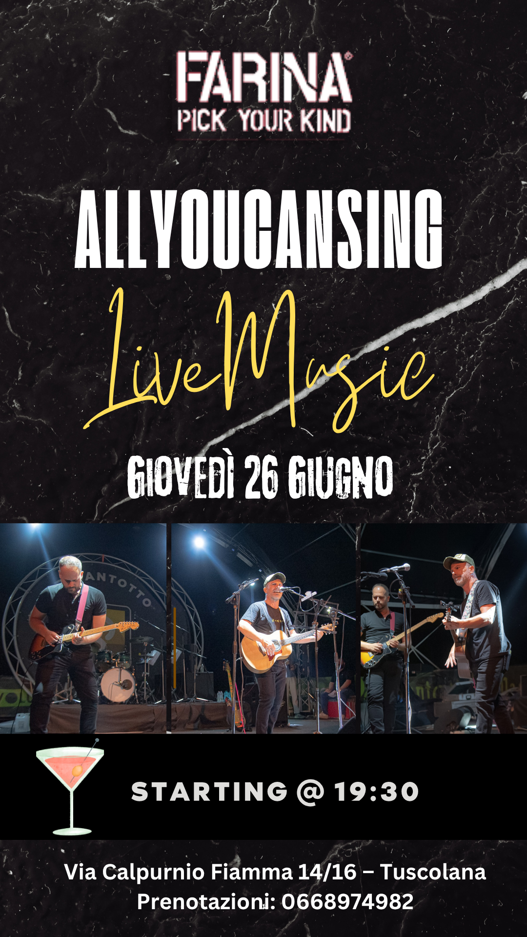 Sfondo alternativo per la serata di musica live a Roma