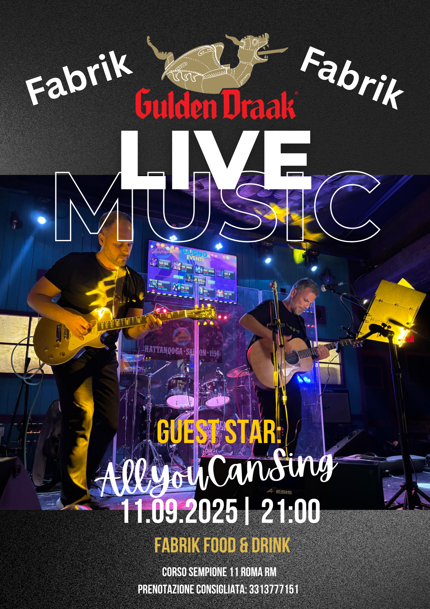 Locandina concerto AllYouCanSing al Fabrik Roma, 11 settembre 2025