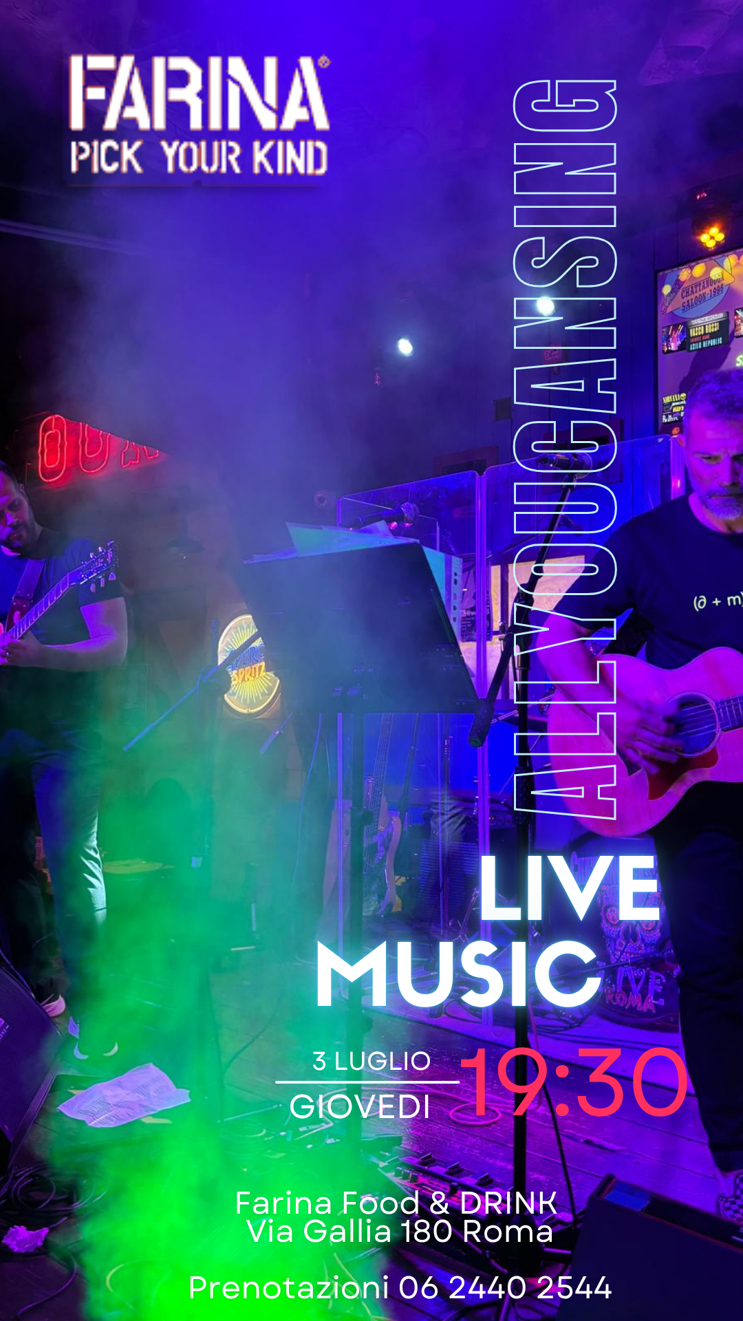 AllYouCanSing live performance at Farina San Giovanni